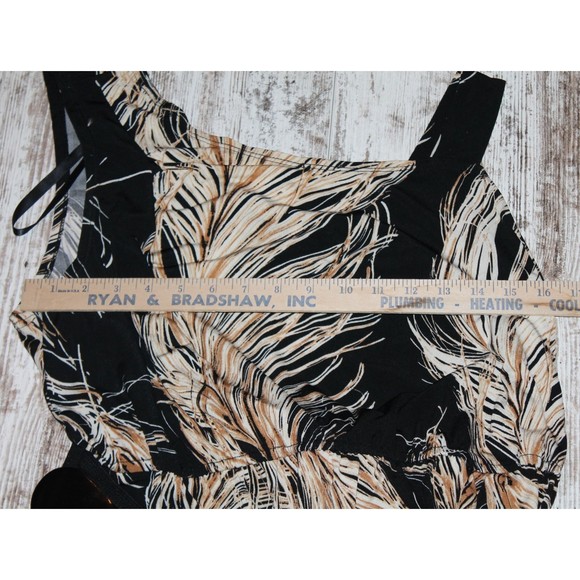 Bisou Bisou Dress Feather Design One Shoulder fit Size1X Belt by Michele Bohbot - Picture 2 of 6